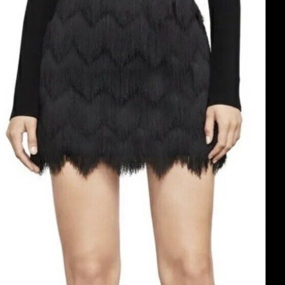 BCBGMaxAzria Black Fringe Skirt